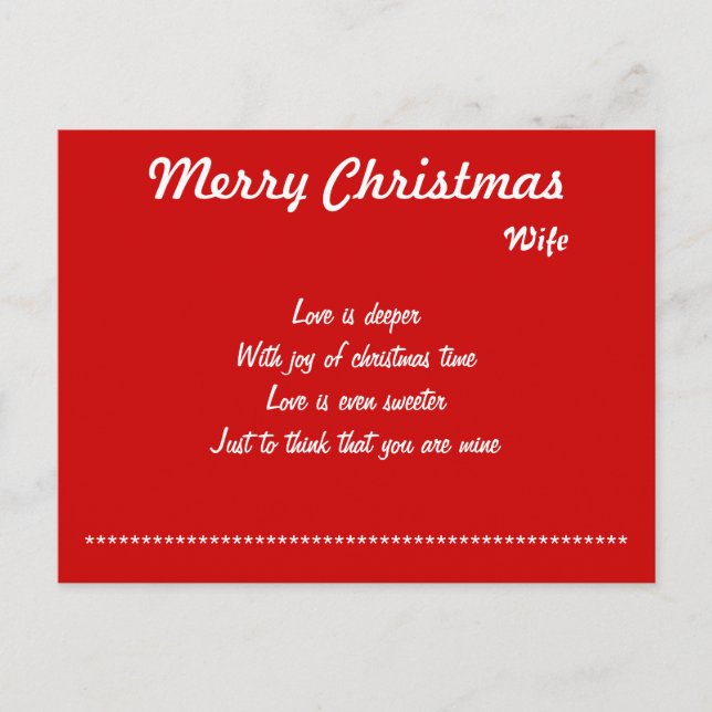 amour pour ma femme cartes postales de Noël (Devant)