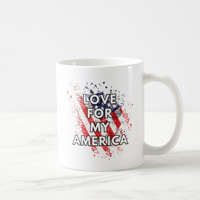 Amour Pour Mon Amérique - Mug De Café Patriotique (Droite)