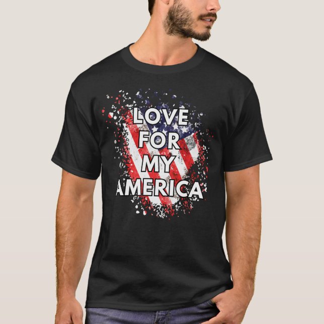 Amour Pour Mon Amérique - T-shirt Patriotique (Devant)