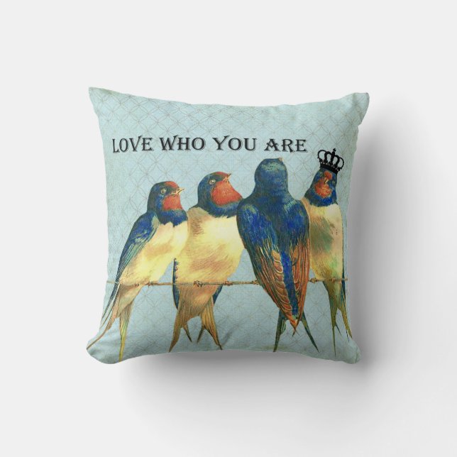 Amour que vous êtes coussin couronné d'oiseau (Recto)