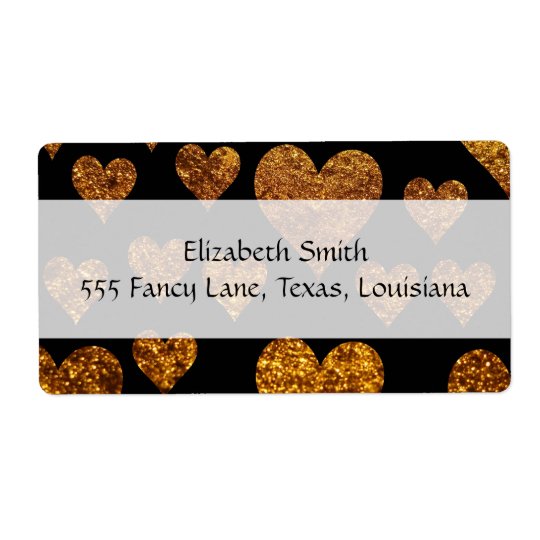 Amour, Romance, coeurs, parties scintillantes - or Étiquettes D’expédition