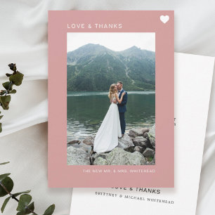 Amour simple et Merci Coeur photo Blush rose