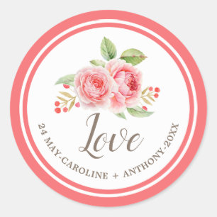 Amour. Stickers mariage Rose Watercolor