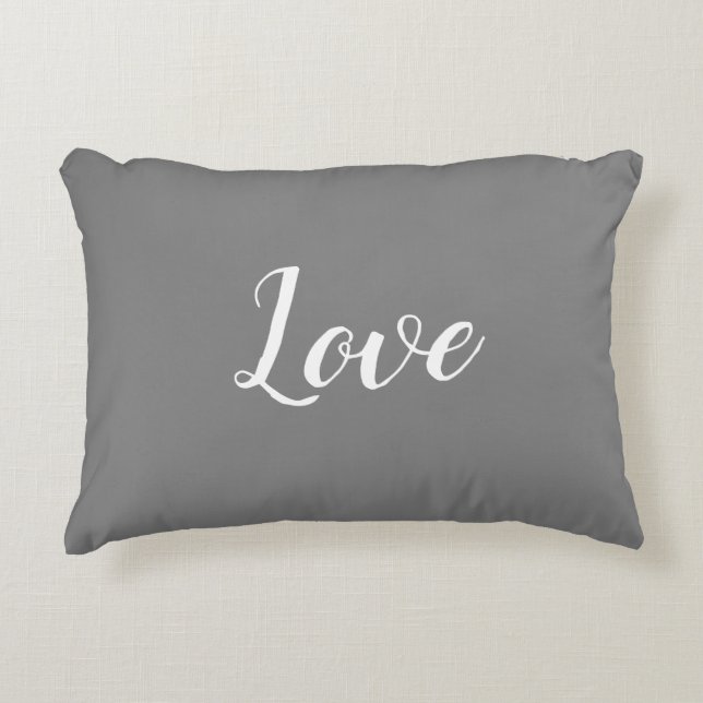 « Amour » sur Coussin de Réhausse à Accent Gris et (Devant)