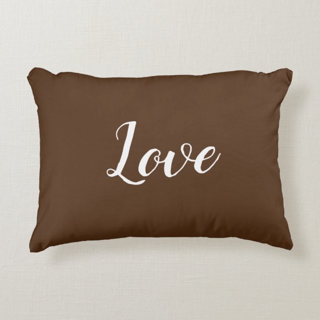"Amour" sur le Coussin Accent Brown et blanc (Devant)