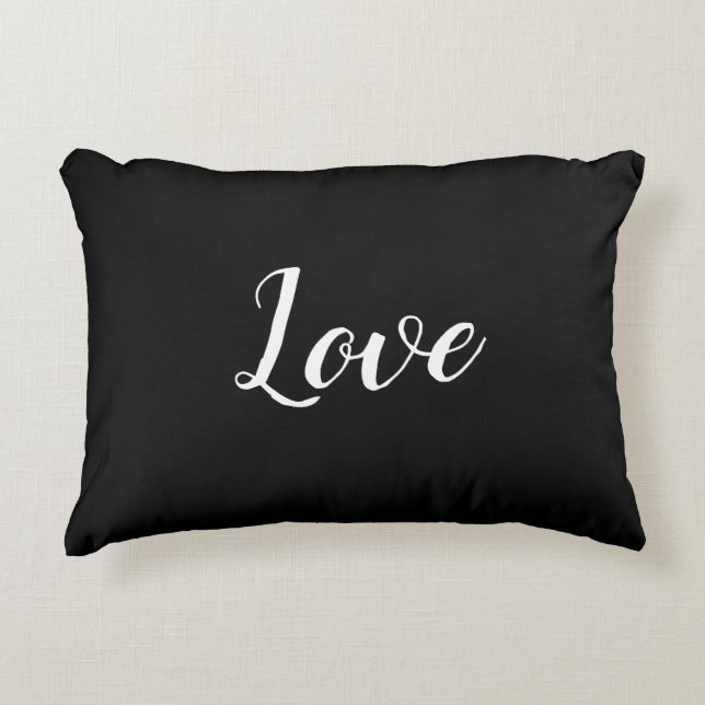 "Amour" sur le Coussin Accent noir et blanc (Devant)