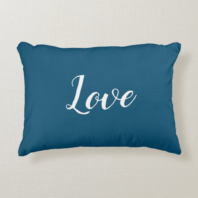 "Amour" sur un joli coussin d'accent bleu et blanc (Devant)