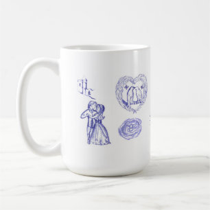 Amour tasse avec toile et oiseaux baiser illustrat
