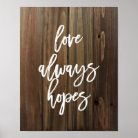 Amour toujours espoir sur Faux Wood | Poster