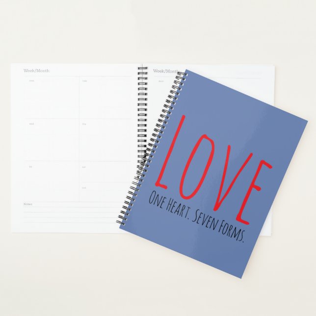 Amour - Un cœur. Sept formes de planner (Devant avec enveloppe)