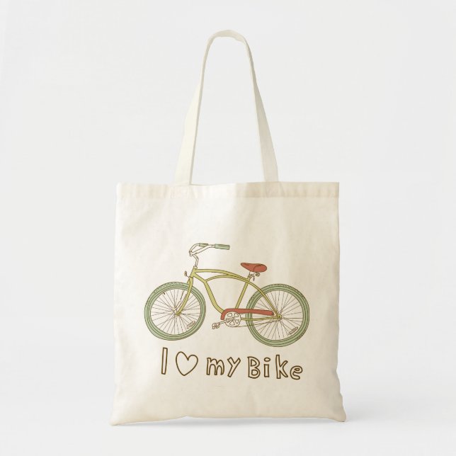 Amour vert vintage de la bicyclette I mon sac (Devant)