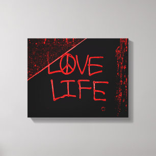 Amour Vie Grafitti toile enveloppée Imprimer - Rou