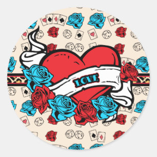 Amour vintage, autocollants de tatouage