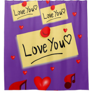 amour violet valentines jour douche rideau