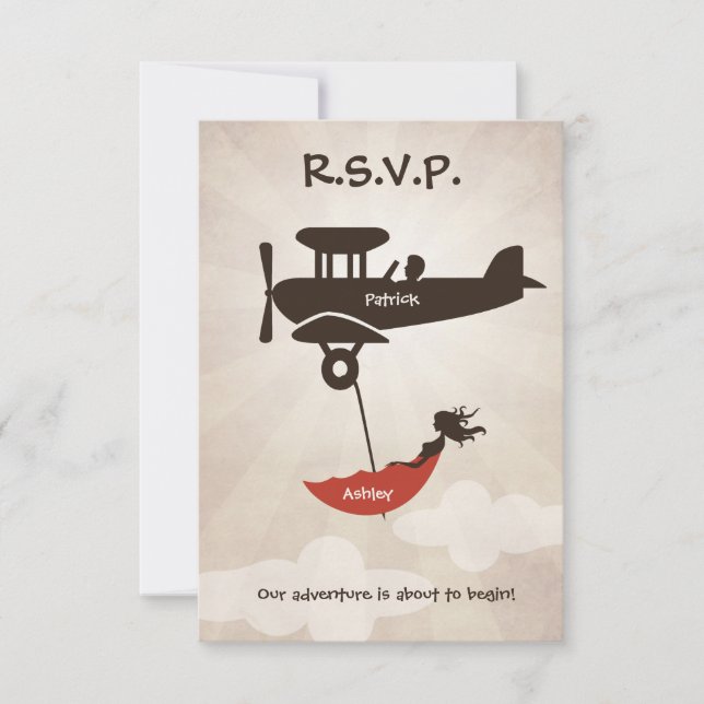 AMOUR VOL Mariage RSVP Invitation (Devant)