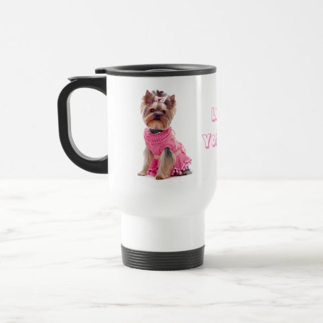 Amour Yorkie Yorkshire Terrier Chien de voyage Mug (Gauche)