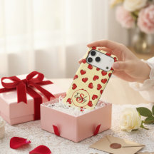 amoureux Coeur rouge sur le beige élégant Monogram