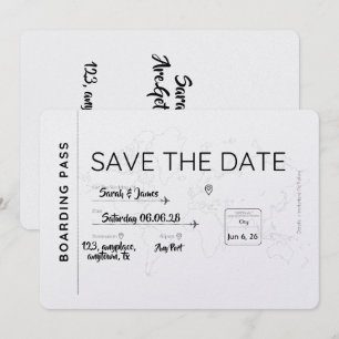 amoureux de voyage sauvez la date carte d'embarque