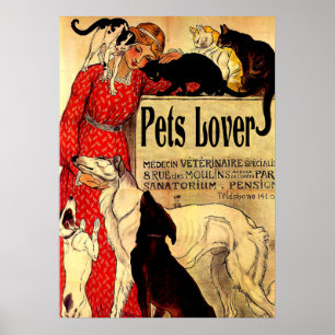 amoureux des animaux, poster vintage