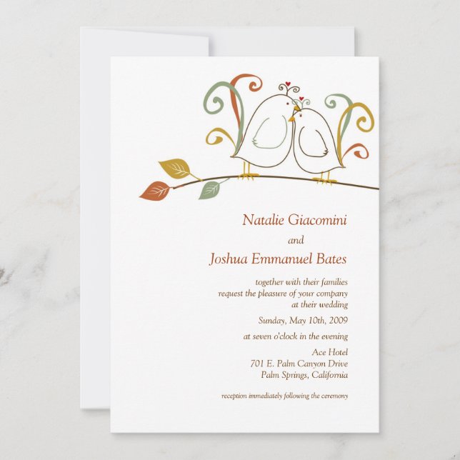 Amoureux des Branches Invitations de mariage (Devant)