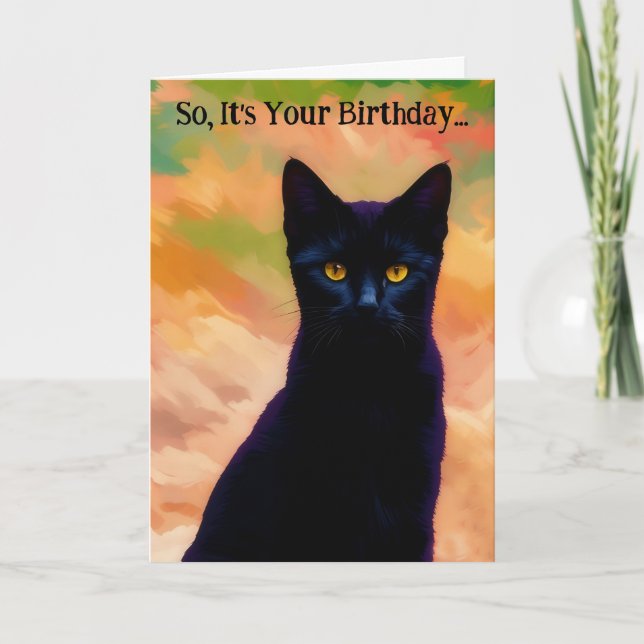 Amoureux des chats Black Cat Art Funny Pun Carte d (Devant)
