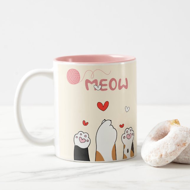 amoureux des chats café Mug (Avec donut)