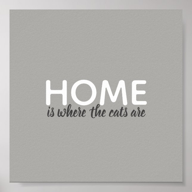 amoureux des chats citation poster gris et blanc (Devant)