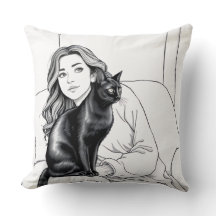Amoureux des chats noir et blanc chic Coussin pour