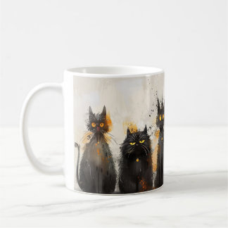 Amoureux des chats noir illustré de café Mug