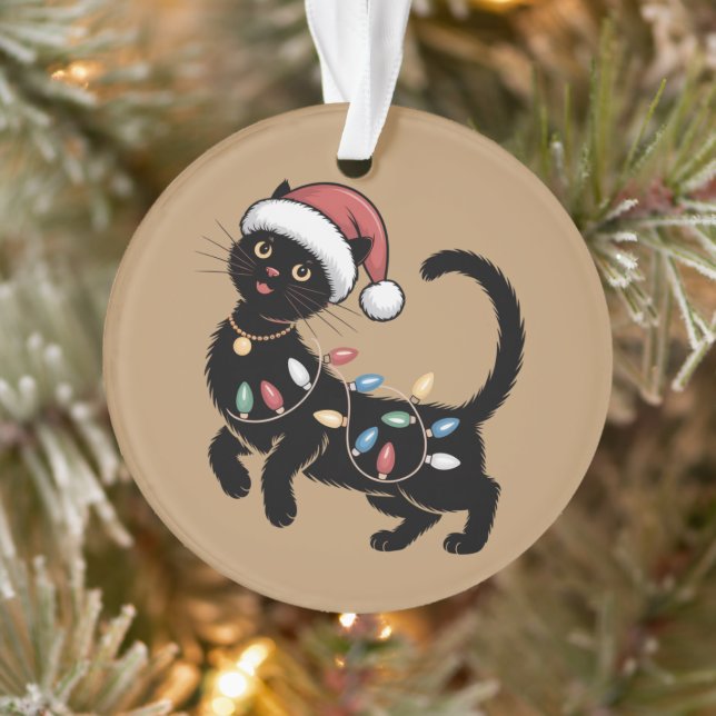 Amoureux des chats Noir mignon Noël maman cadeau v (Arbre)