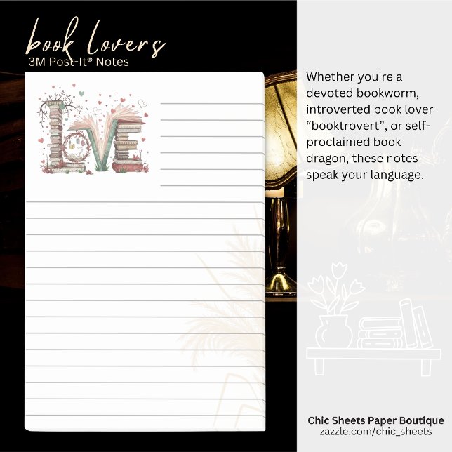 Amoureux des livres Post-it® Notes 3M lignées (Créateur téléchargé)