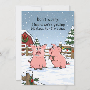 Amoureux drôle de cochons Noël - Carte de vœux drô