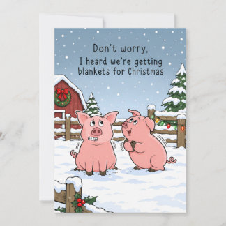 Amoureux drôle de cochons Noël - Carte de vœux drô