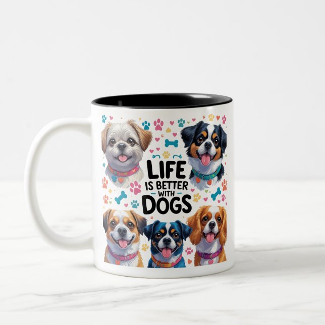 Amoureux du café de la Mug de chien amusant Concev (Gauche)