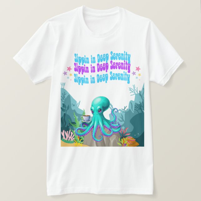 Amoureux du café Octopus - T-shirt du matin côtier (Design devant)