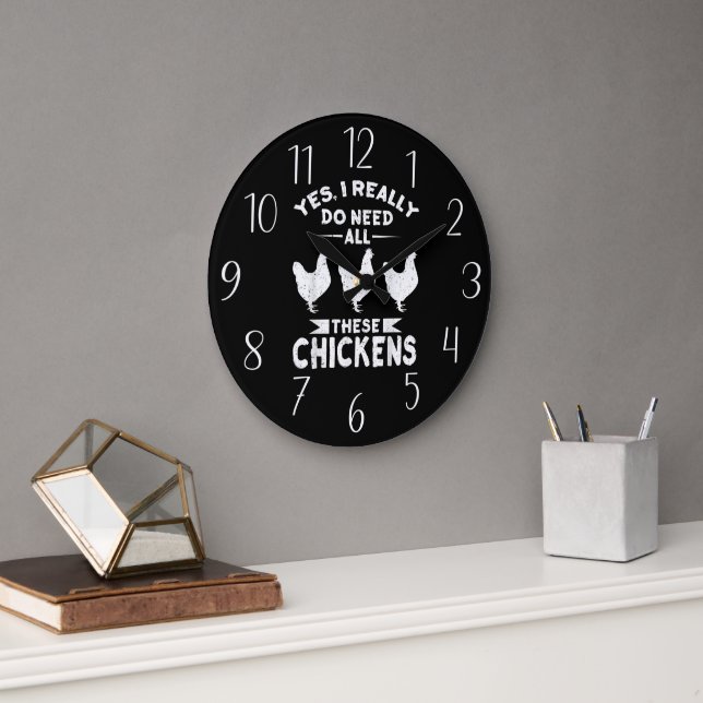amoureux du poulet drôle art du mot Grande horloge (Bureau)