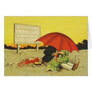 Amoureux parasol vintage plage