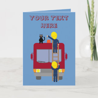 Amoureux pompiers secourant carte chat
