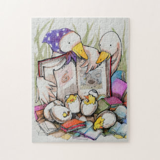 Amours de famille de canard pour lire le puzzle