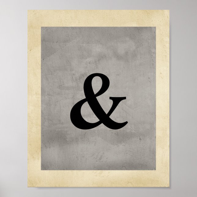 ampersand affiche en gris foncé style chic shabby (Devant)