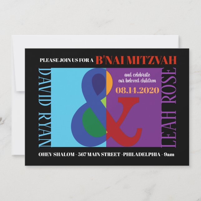 AMPERSAND B'NAI MITZVAH Bar Bat mitzvah Invitation (Devant)