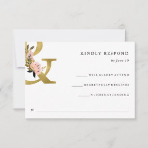 Ampersand élégant   Gold et Blush Wedding RSVP