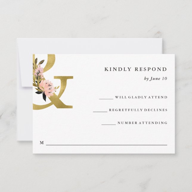 Ampersand élégant | Gold et Blush Wedding RSVP (Devant)