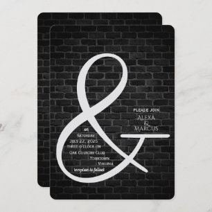 Ampersand Faire-part de mariage sur mur en brique