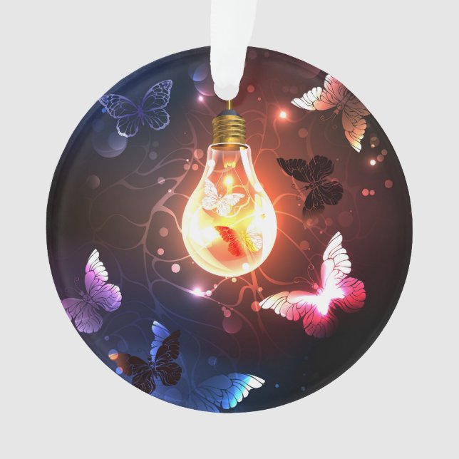Ampoule lumineuse avec papillons nocturnes (devant)