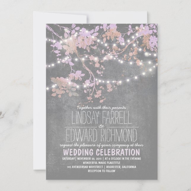 Ampoules à cordes invitations de mariage mignonnes (Devant)