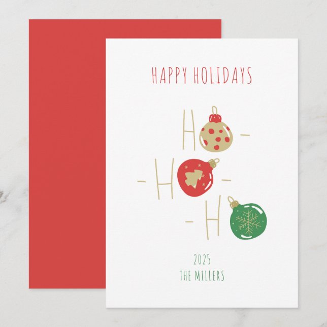 Ampoules Joyeux Noël carte de vœux style doodle (Devant / Derrière)