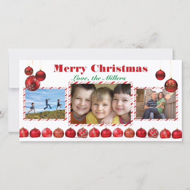 Ampoules Rouges Joyeux Noël - Carte Photo (Devant)