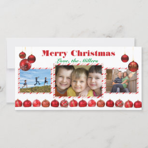 Ampoules Rouges Joyeux Noël - Carte Photo