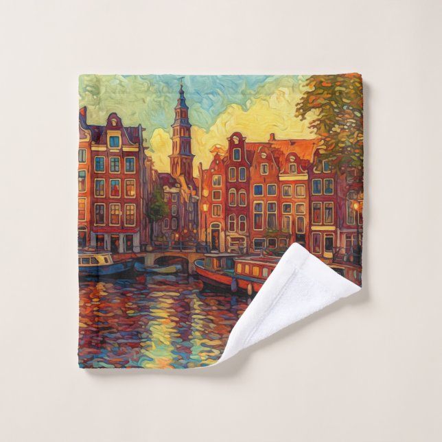 Amsterdam canal maisons de style van Gogh (Gant de toilette)